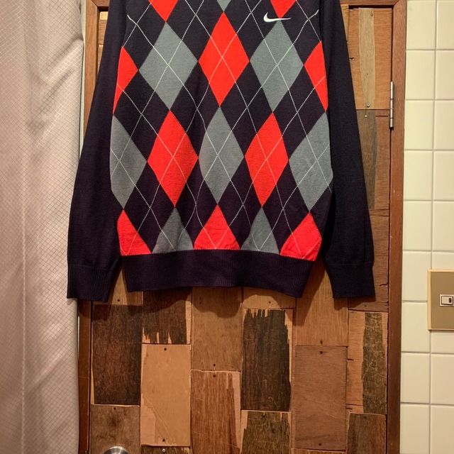NIKE GOLF” multi color wool/acrylic argyle pattern knit sweater | LAUGH