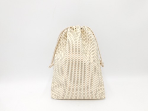 合切袋（中）白/白　七宝繋ぎ柄