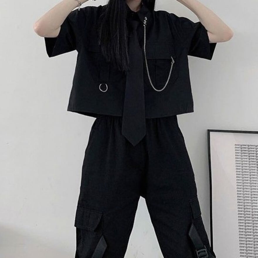 参戦服 ライブ衣装 ツーピース 半袖シャツ アシンメトリースカート