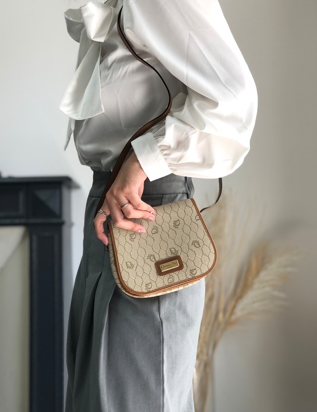 Christian Dior クリスチャン ディオール ハニカム柄 ショルダーバッグ ベージュ ロゴ PVC レザー フラップ vintage ヴィンテージ オールド tumbw8