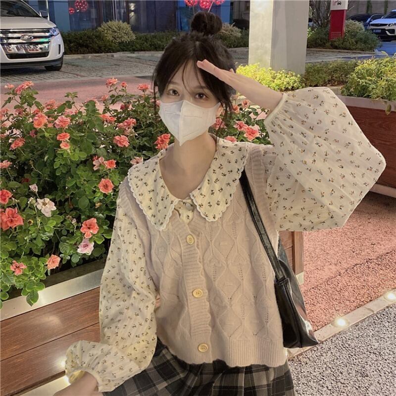 スタイルニットレディーススプリングオータムVネックカーディガンクロップトップ トップス 春物 秋物 萌量不足95315406123