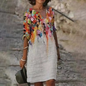 レディース ワンピース 膝丈 膝上 5分袖 フェミニン かわいい 大人可愛い きれいめ シンプル カジュアル 上品 おしゃれ レトロ こなれ感 ガーリー モダン 抜け感 ヴィンテージ ラブリー ベーシック 花柄 フラワー プリント 春 夏 10代 20代 30代 学生 学校 通学 デート お出かけ お泊まり 女子会 休日 高原 ガーデン ショッピング カフェ 普段使い 着回し モテ 清楚 定番 S M L XL 2XL 3XL 大きいサイズ ゆったり 白 ホワイト 黒 ブラック ブルー グリーン