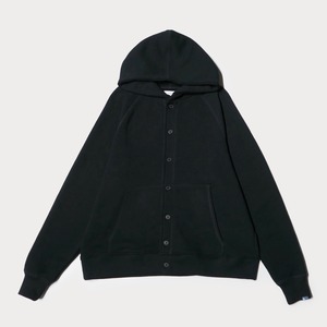 ( BLACK ) SOFTLOOP RAGLAN SLEEVE BUTTON HOODIE