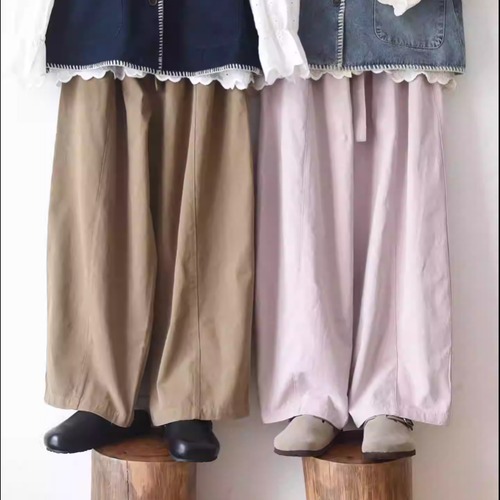 5色／ウエストリボンステッチパンツ ・9921