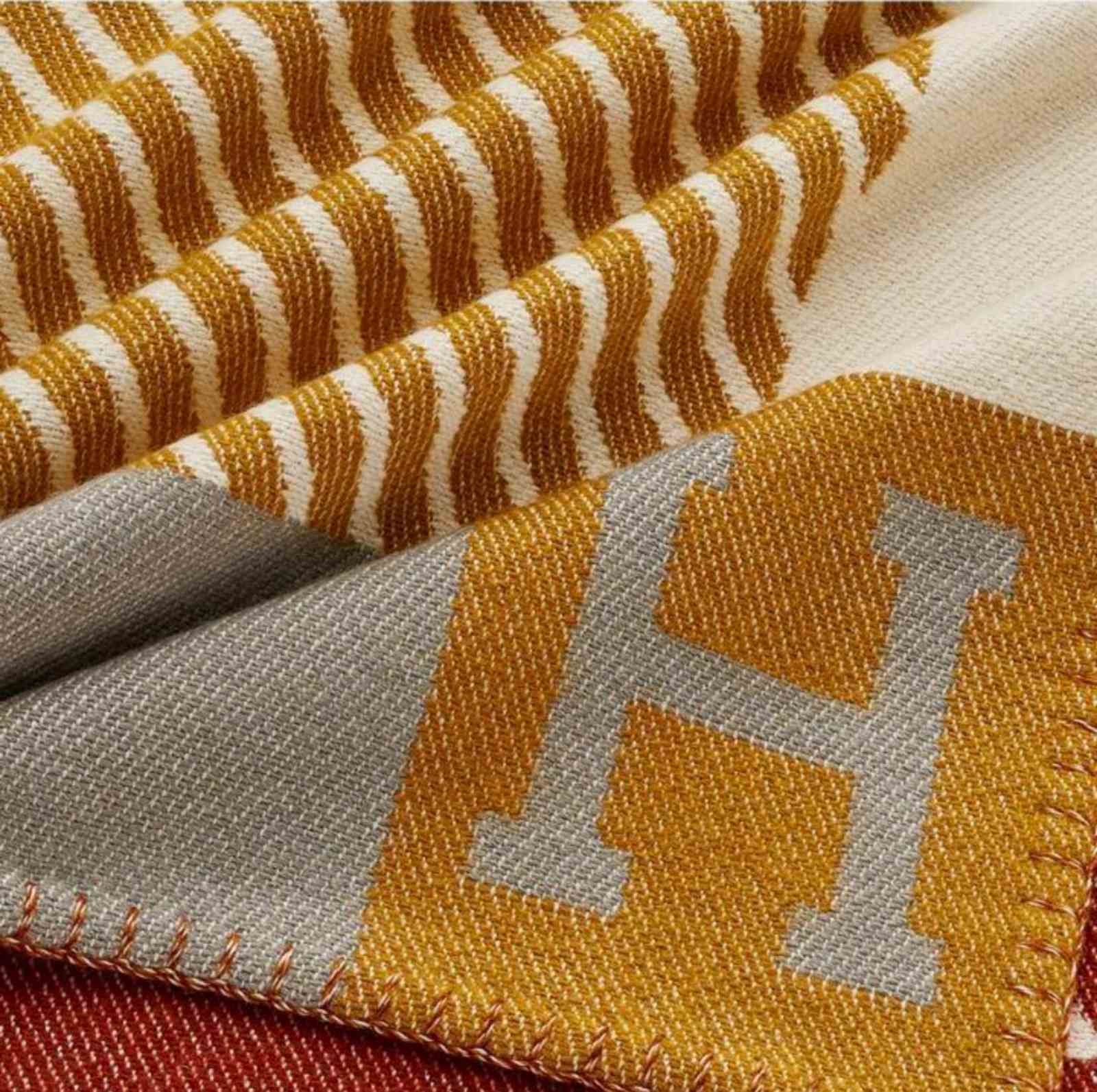 HERMES エルメス プレード Hディアゴナル カシミヤ100% 145×210cm 