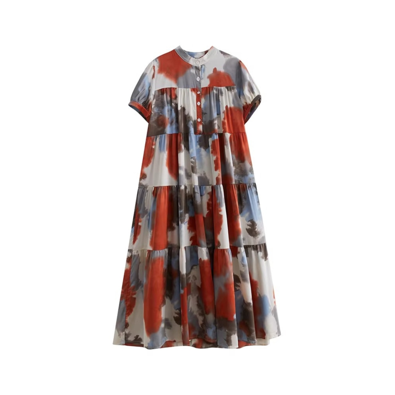 アート柄 ティアード ワンピース 30200