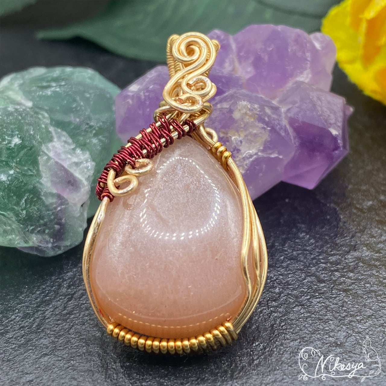 Silver999】エメラルドのペンダントトップ【ワイヤーアクセサリー