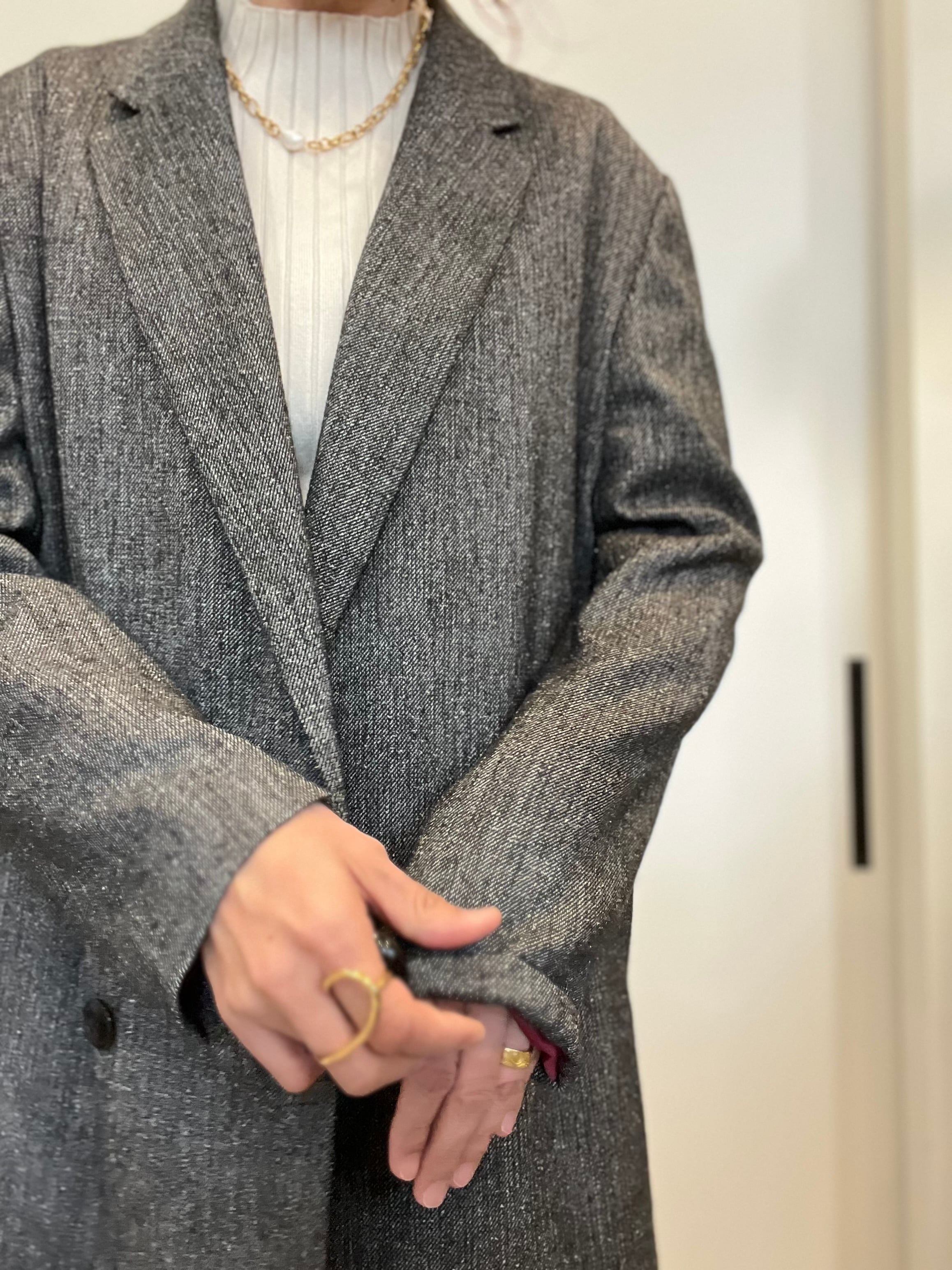 【PASSIONE】セットアップ可 杢ツイード調ウール混ジャケット 536414