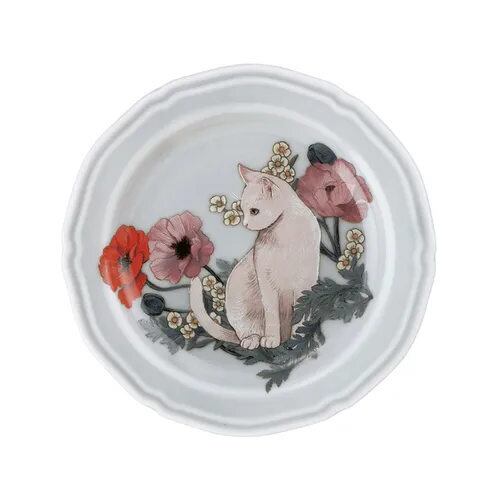 新品　キャットポピア　アンティークプレート　白猫　ねこ　ネコ　キャット キャットポピア アンティークプレート 白猫 | 奈良の愛らしい猫のお店