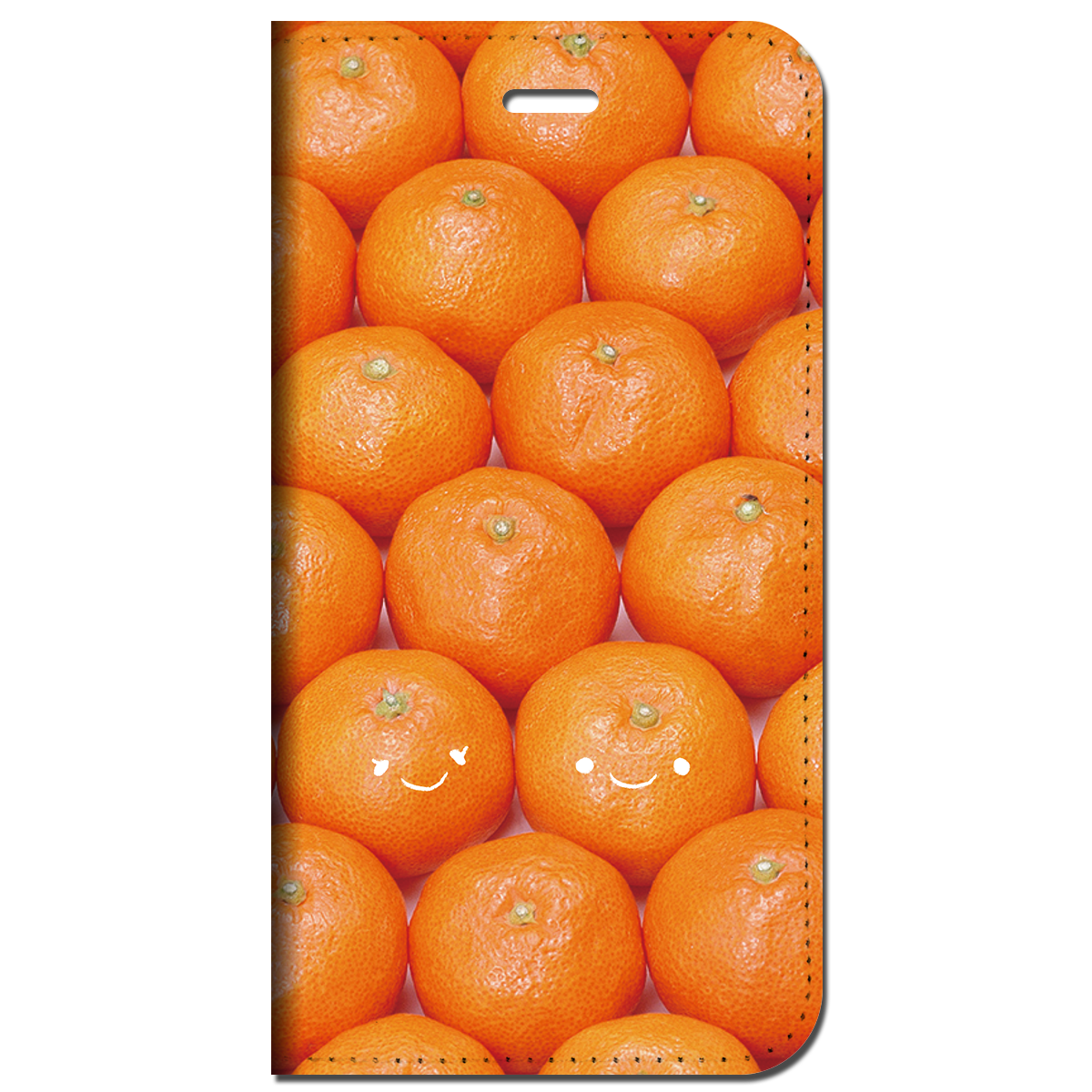 iPhone対応 スマホ 手帳型ケース スマイル ミカン ポップ フルーツ デザート 【iPhone17 / iPhone16 / iPhone16e / iPhoneSE 他 iPhone各機種対応】 st48