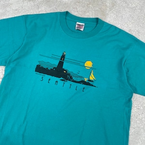 -VINTAGE- SEATTLE SOUVENIR T-SHIRTS -SEA GREEN- [XL]