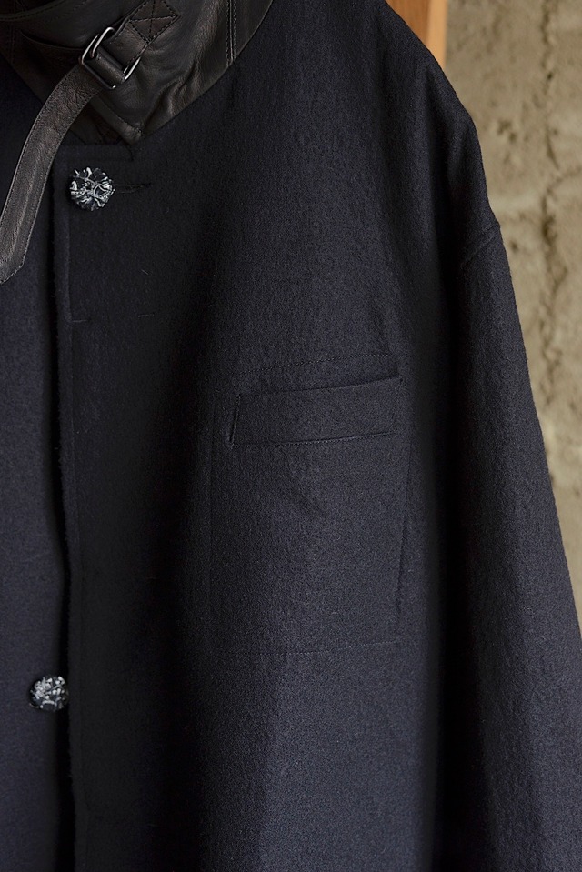 blackbird / bal collar coat (black leather combination)