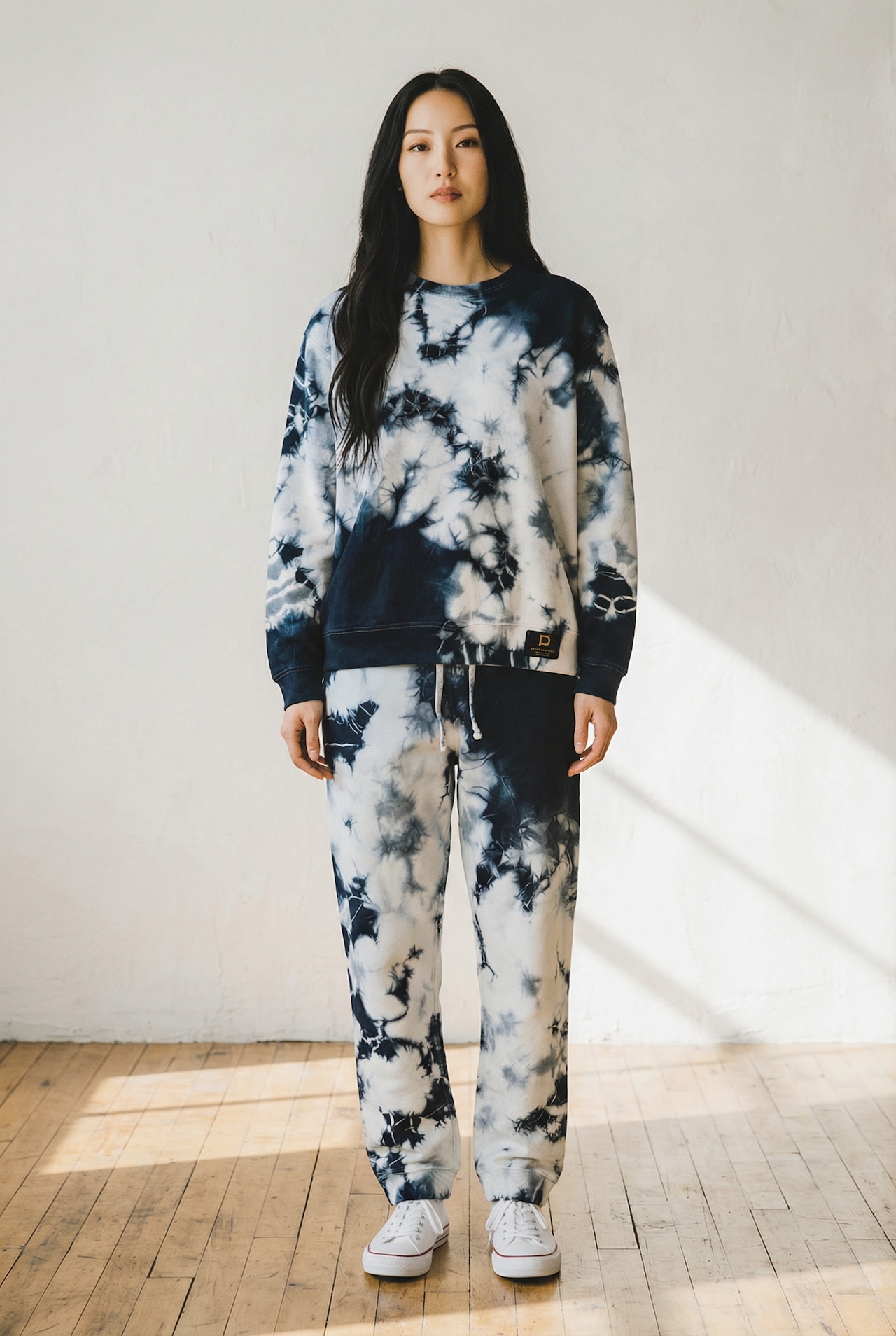 【セットアップ可】藍染めタイダイトレーナー 水たまり