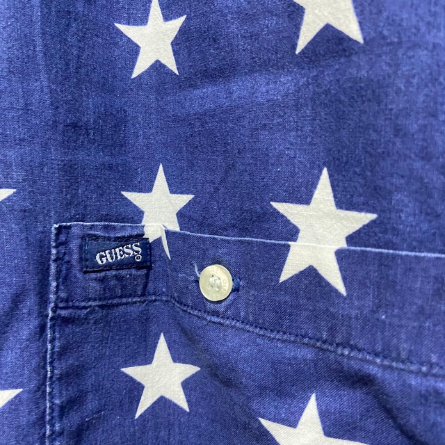 『送料無料』GUESS ゲス　90s 星柄半袖シャツ　USA製　総柄シャツ　スター