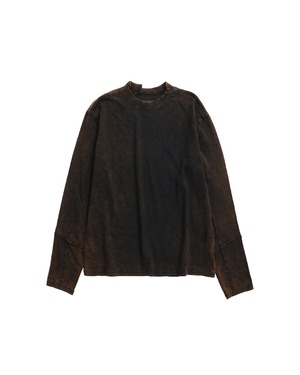 [999HUMANITY] ASYMMETRIC BLEACHED LONG SLEEVE TEE (BLEACHED BLACK) 正規品  韓国 ブランド 韓国ファッション 韓国代行 999 ヒューマニティ HUMANITY 日本 店舗
