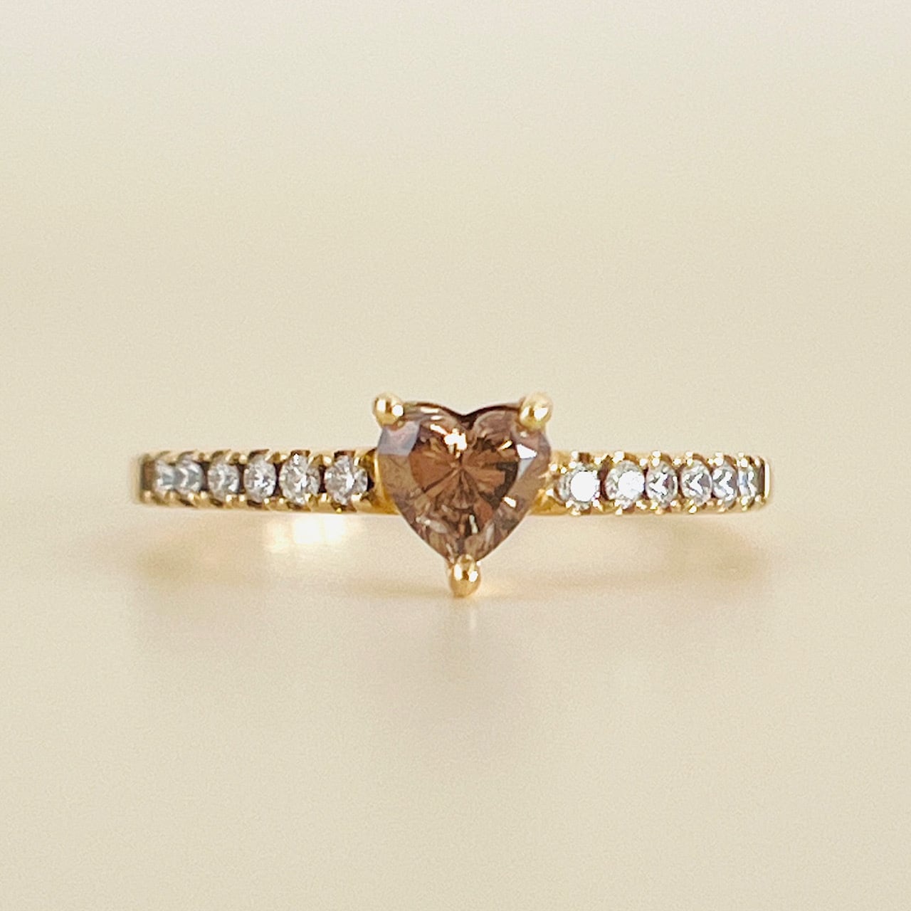 ハートシェイプカット ブラウンダイヤモンド リング 0.29ct K18  