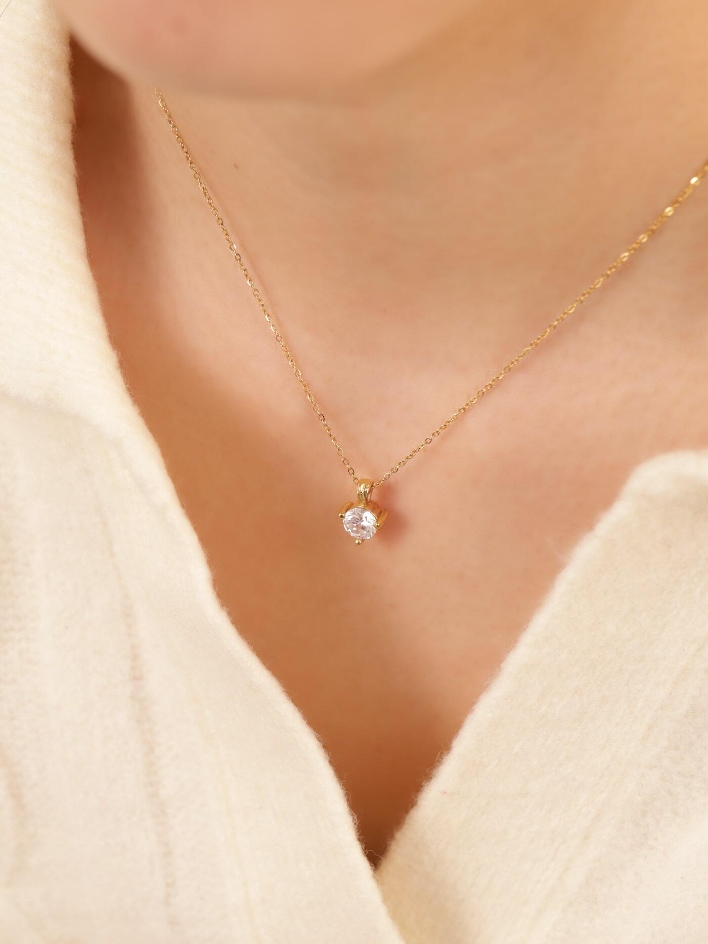 316L simple zirconia necklace #n83 | rani