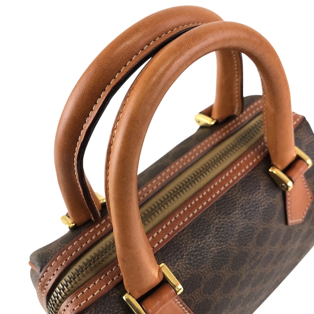 CELINE セリーヌ マカダム ショルダーバッグ ブラウン PVCレザー 2WAY ミニバッグ vintage ヴィンテージ オールド 6ryc2n