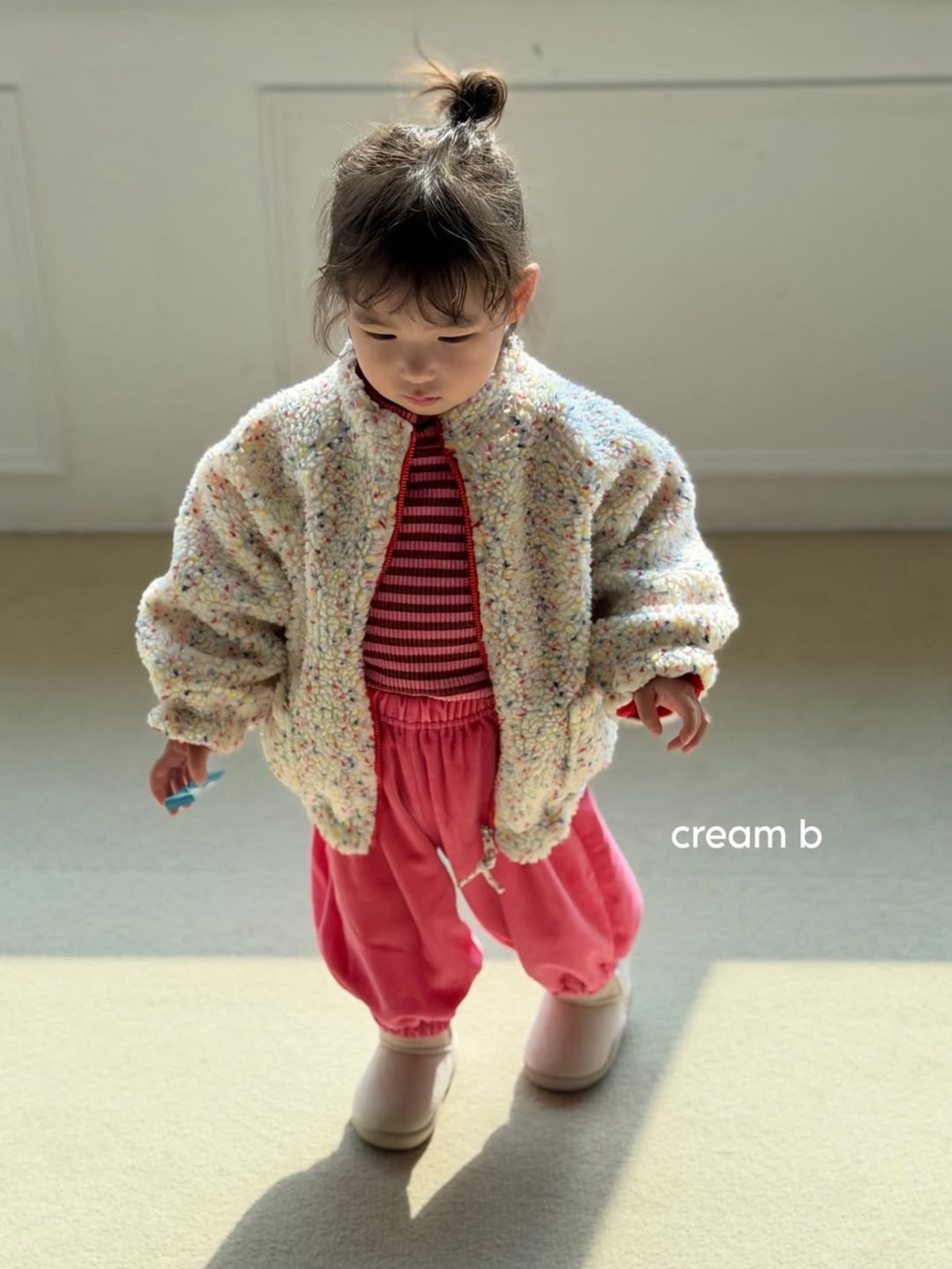 韓国子供服 / 26winter / cream bbang / スクリンクルフワフワジャンパー / キッズ / 冬服 *XS~XL*