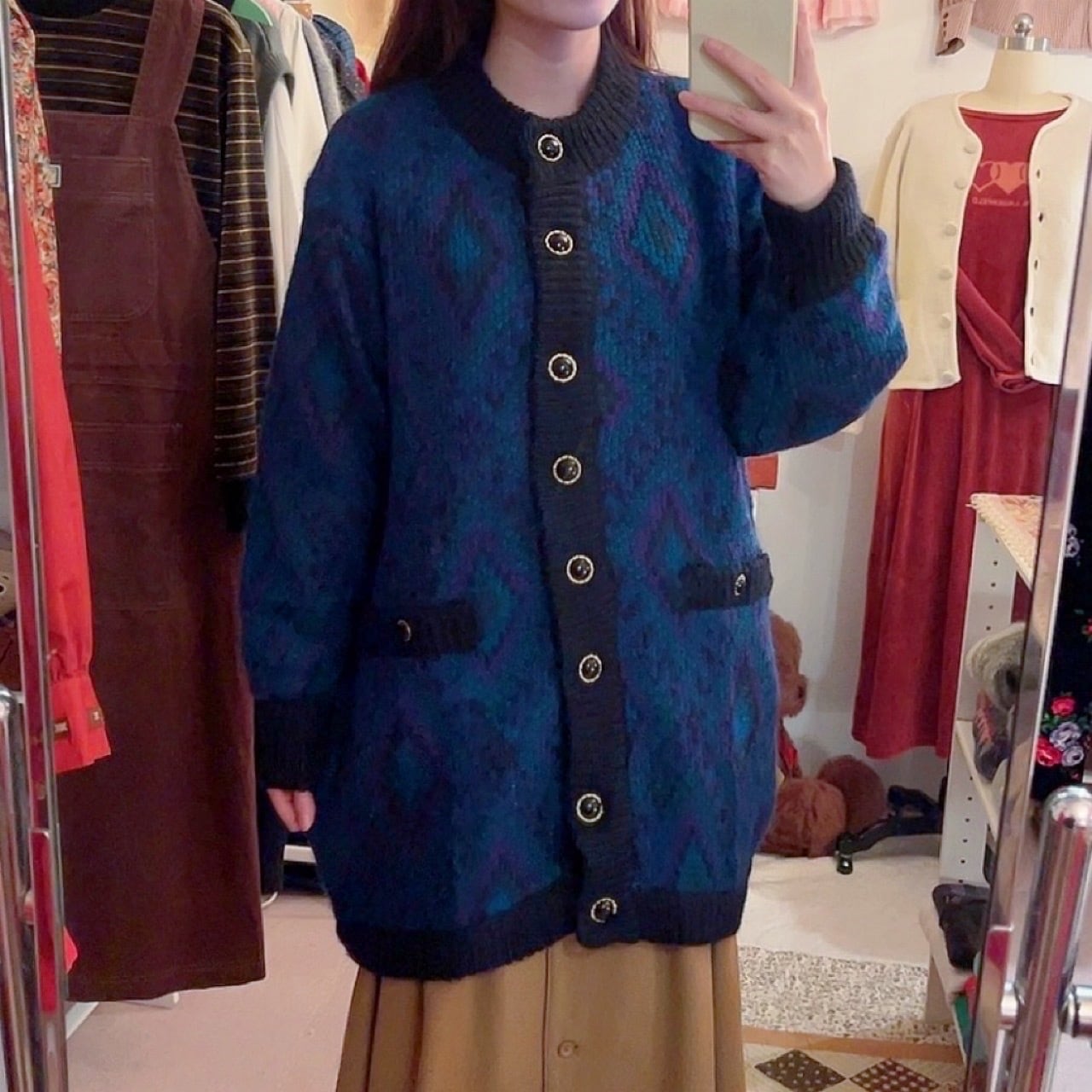 blue diamond liner knit cardigan