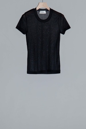 Sheer Rib Tight T-shirt - Black