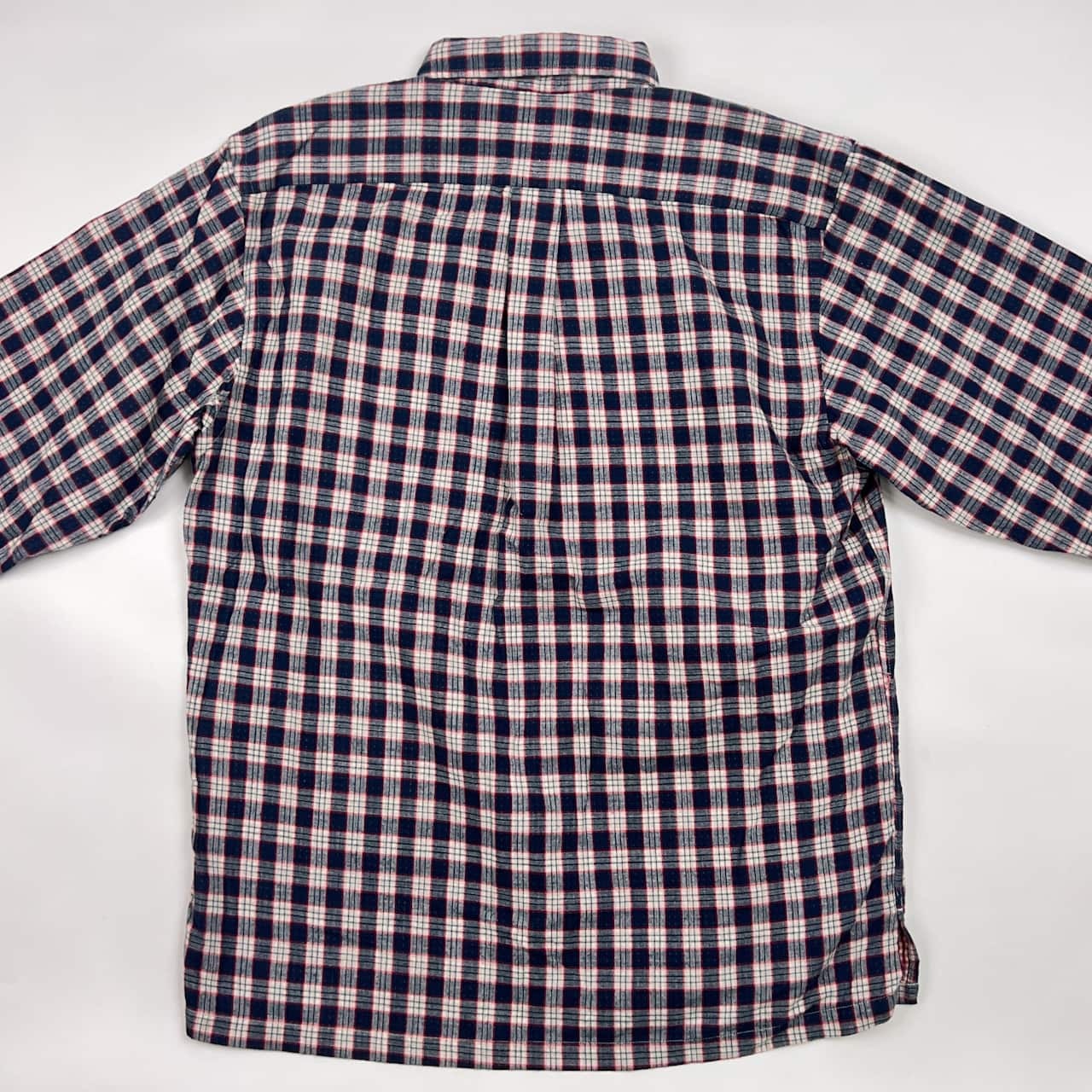 90s SUGAR CANE シュガーケーン チェック ハーフボタン BD ボタンダウン 長袖シャツ M/ブルー系 メンズ ビンテージ