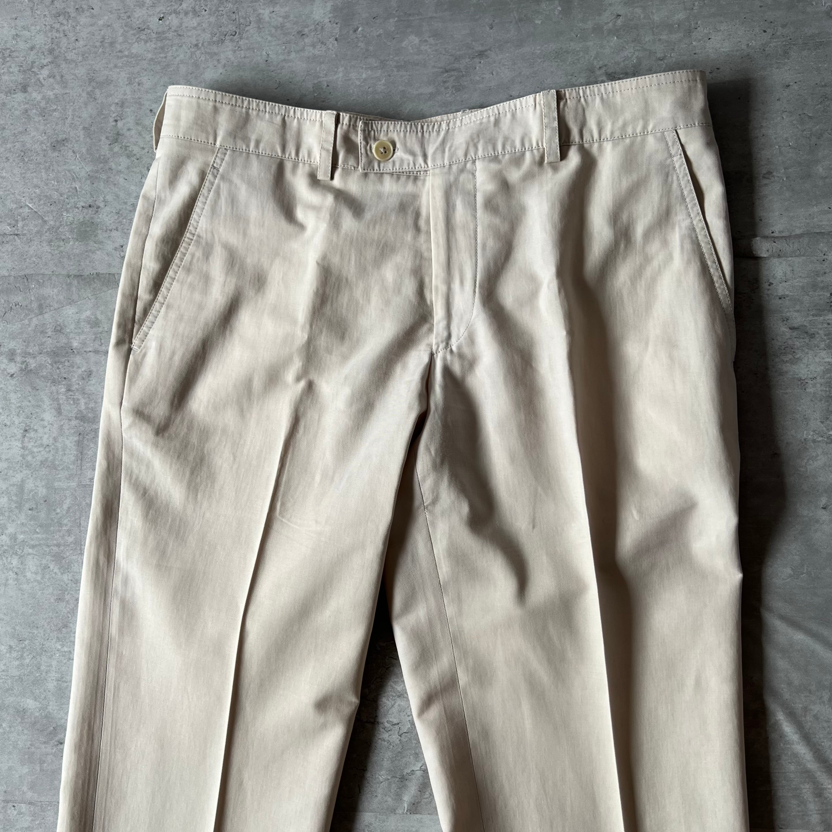 80s “Hermes” W34相当 cotton linen slacks pants made in italy