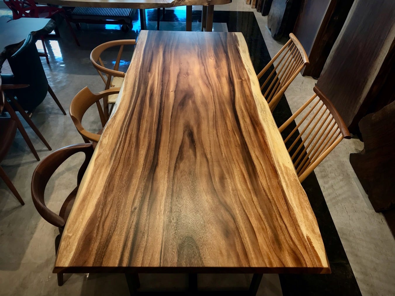 【一枚板】モンキーポッド／テーブル モンキーポッド_2000×1000-850×52_横浜元町店_テーブル天板/一枚板