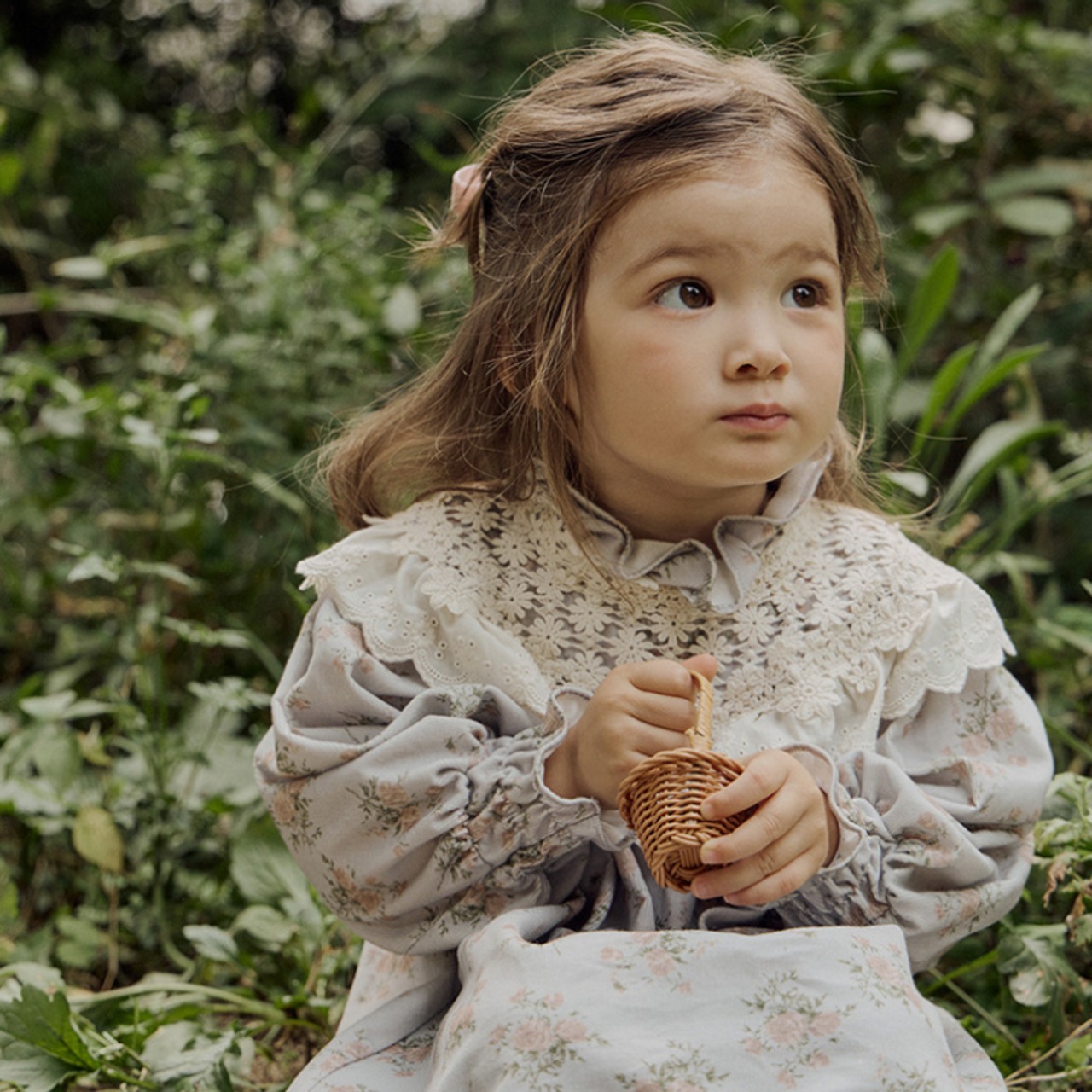 春レトロ花柄レースカラーワンピース2色