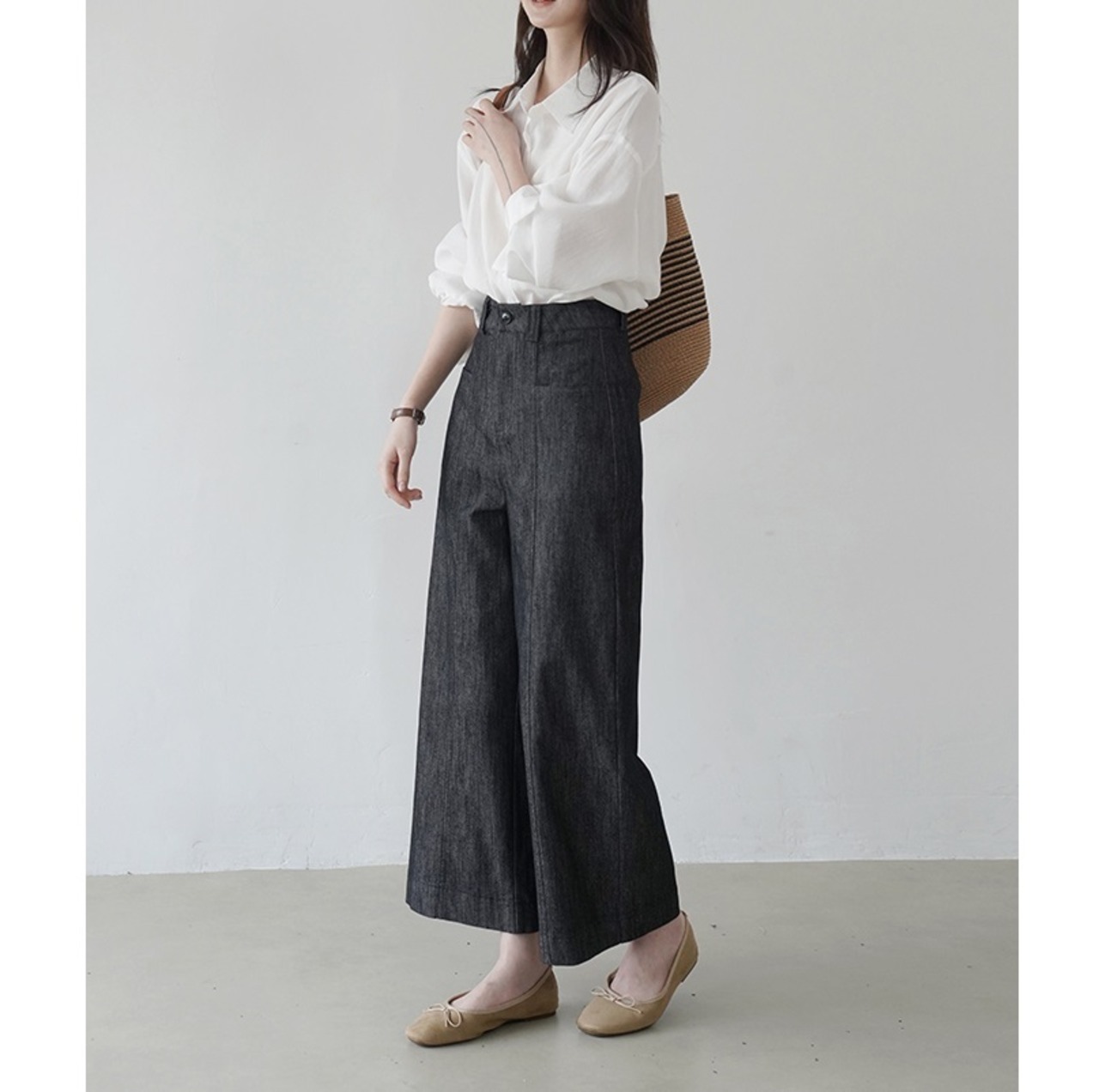 クロップド丈ワイドパンツ 2color W01320