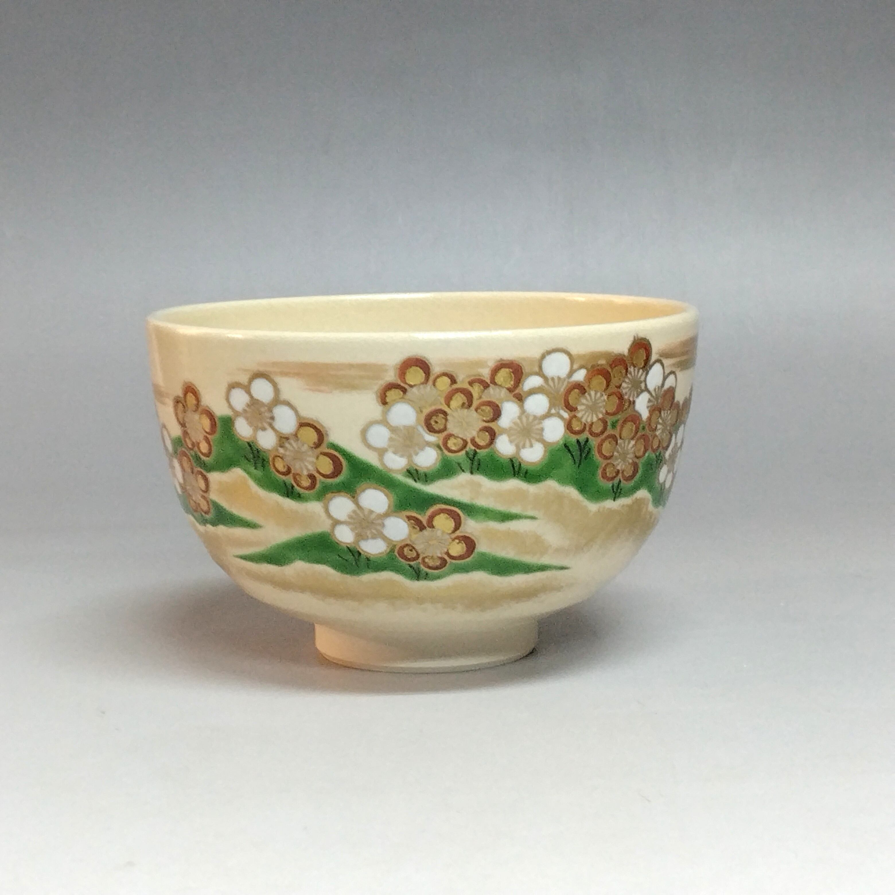 色絵陶磁器茶道茶碗 菓子盆 4ヶ 近・現代作家 平安 華山( Kazan 色絵陶磁器茶道茶碗 菓子盆 4ヶ 近・現代作家 平安 華山( Kazan