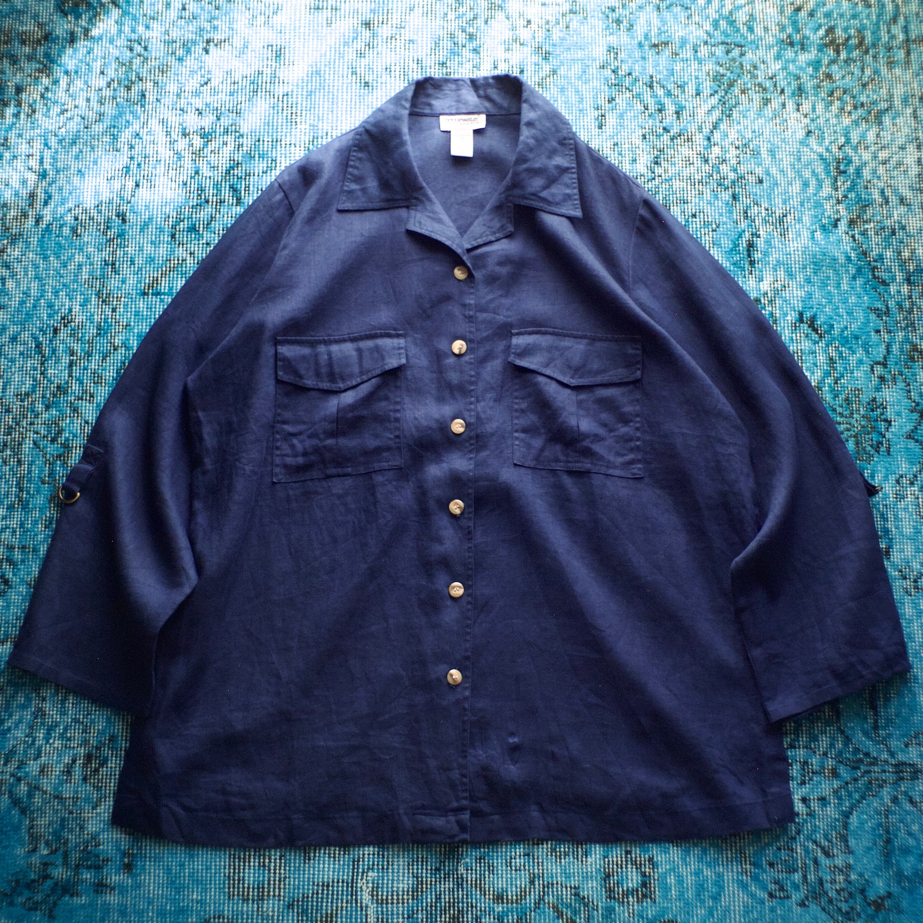 60s GLENN BERRY Stencil Chambray S/S Shirt S / US NAVY タイプ