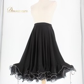 社交ダンス 衣装 スタンダード スカート レッスンウェア レディース Sekine ブラック系 黒 練習着 フォーマル フリル 無地 シンプル 社交ダンス用スカート スタンダードダンス スタンダードスカート 競技用 レッスン着 練習用 9号相当 Mサイズ対応 フレアスカート ウエストゴムなし ファスナー付 モノトーン ブラック シンプルデザイン フリル付き スタイリッシュ 大人可愛い ダンス衣装 ポリエステル フォーマルコーデ 衣装小物なし 体型カバー フロート感 ラテンじゃない ロング寄り 丈短め