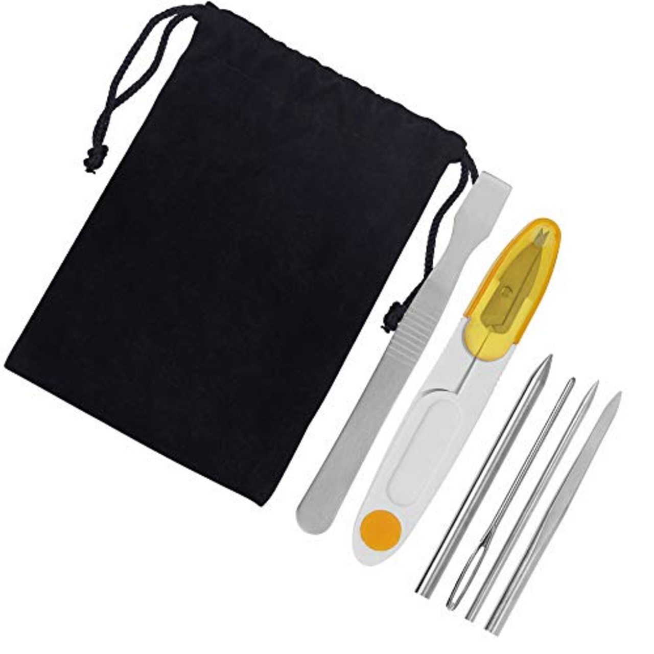 COOLBOTANG パラコードステッチ 6点セット パラコードニードル ステンレス スチール パラコード針 手縫い針 編み針セット ブレスレット用 編み物 クラフト用品 裁縫道具 シャフト 手芸用品 ハンドメイド 制作道具 手作り道具 巾着袋付き