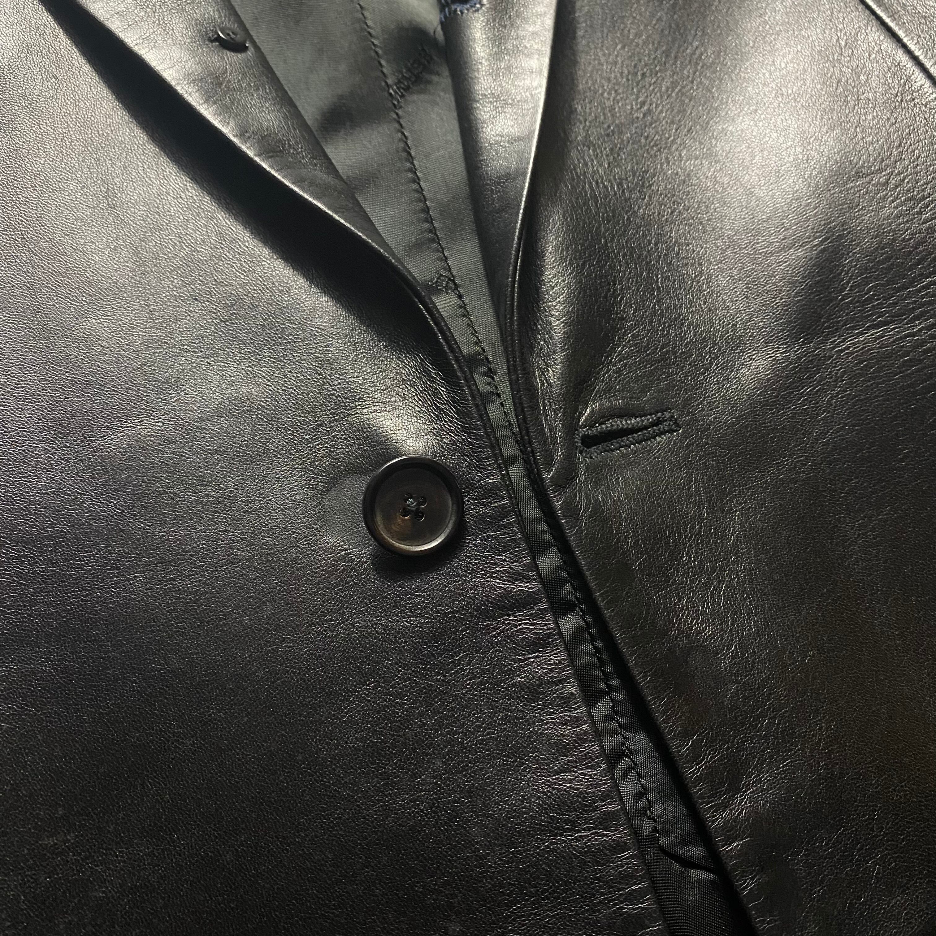 HERMES black leather tailored jacket | NOIR ONLINE