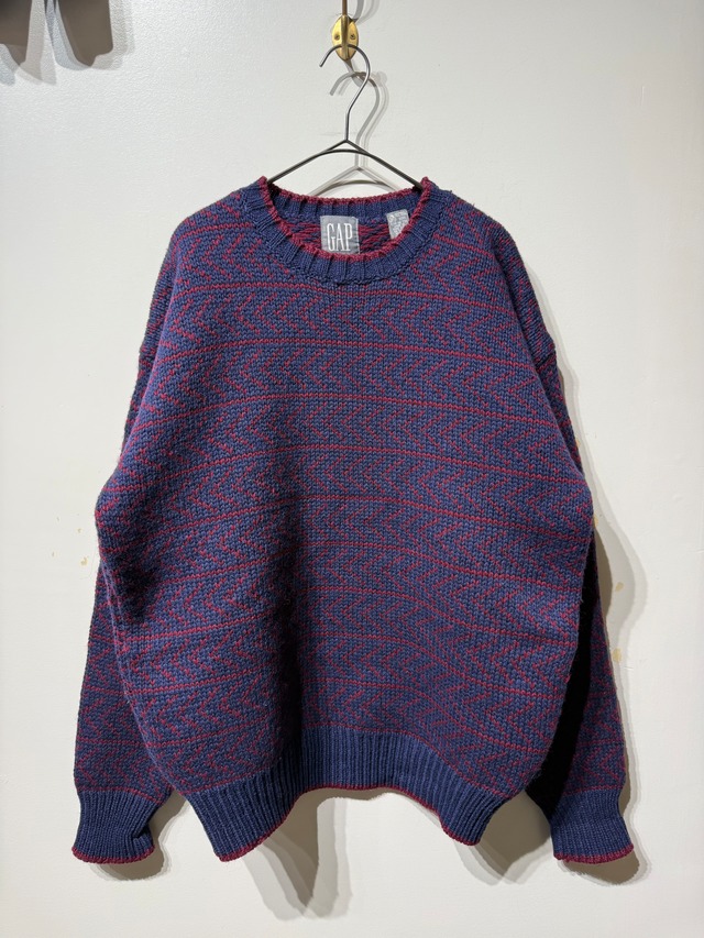 （ KN552）90’s OLD GAP all-over pattern wool knit