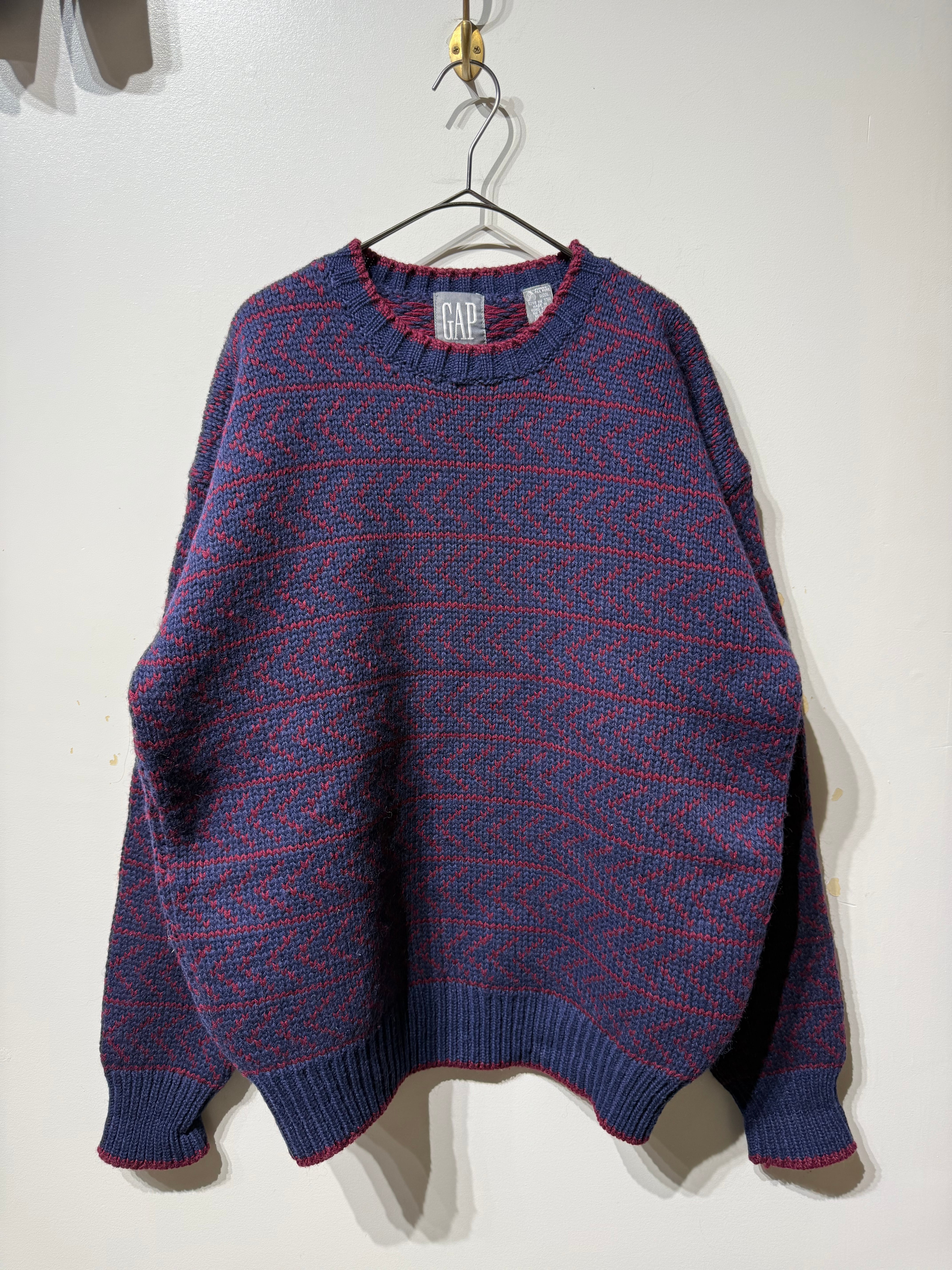 ( KN552)90’s OLD GAP all-over pattern wool knit