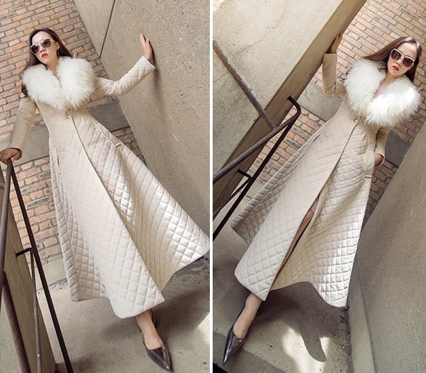 ファー 付き キルティングコート アウター コート 上着 ロングコート ロング ロング丈 袖あり 長袖 Vネック 襟付き Aライン ふわふわ ポケット ハイウエスト 前開き キルティング 大人可愛い きれいめ カジュアル 大人 上品 おしゃれ お洒落 大人女子 エレガント 主役級 無地 ファー 付き キルティングコート アウター コート 上着 ロングコート