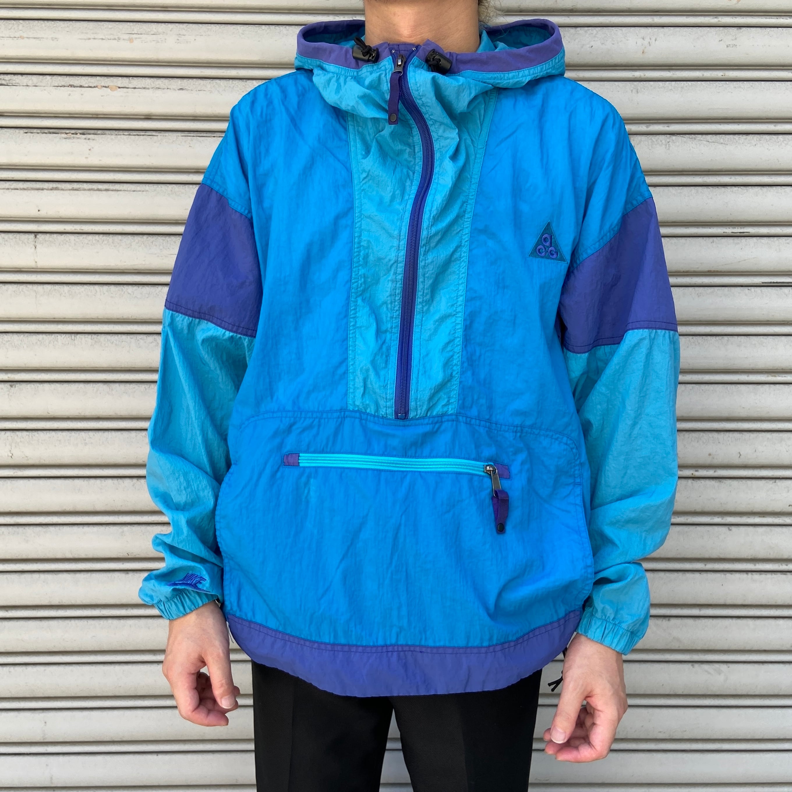 00s NIKEACG ナイキ アノラックパーカー ナイロン ブルー M | 古着屋 Uan