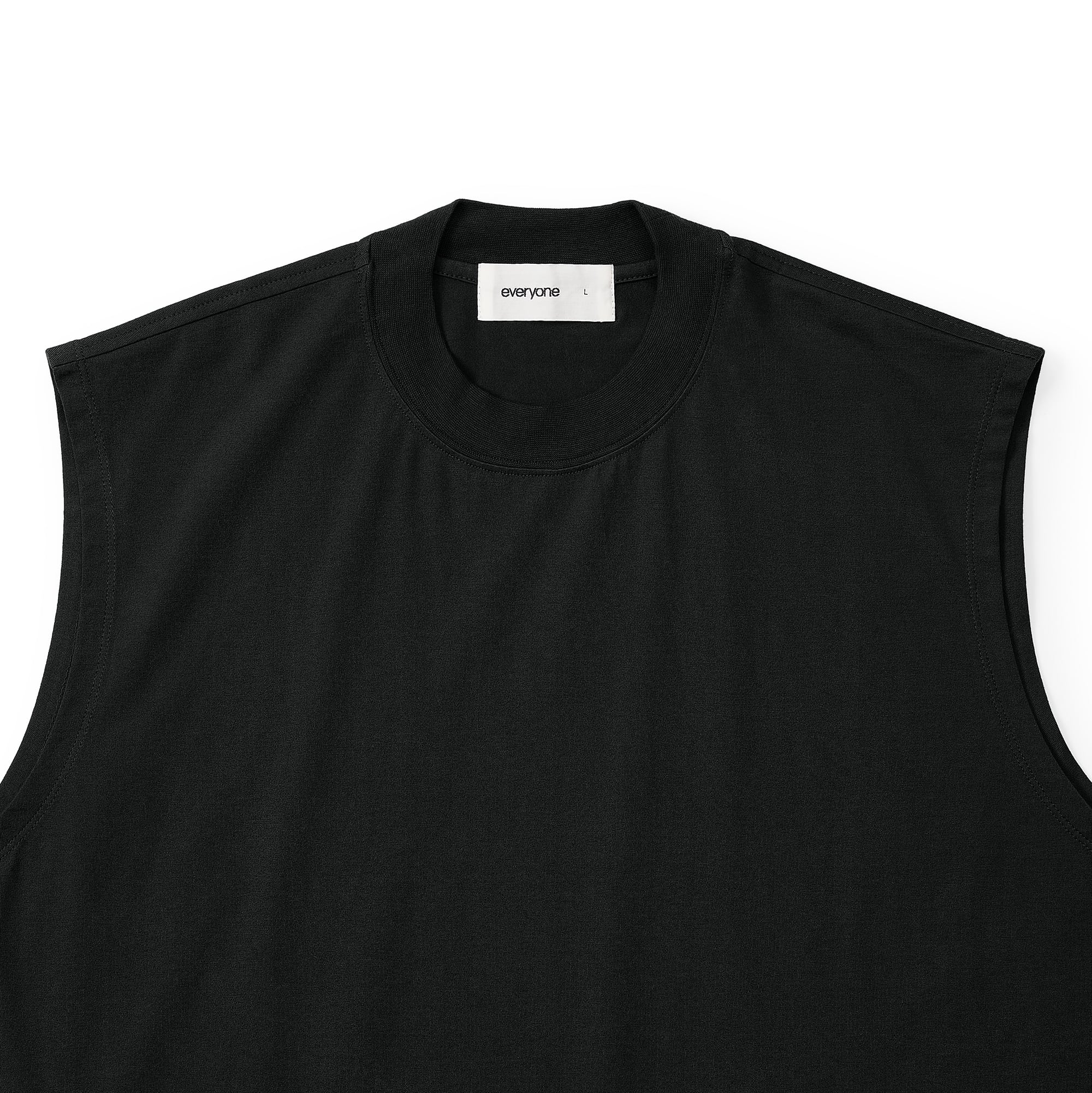 everyone high gauge cotton no sleeve tee shirt (BLACK) | everyone