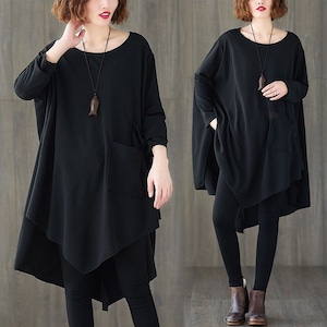 ASYMMETRIC OVERSIZED BATWING LONG TOP M-18181