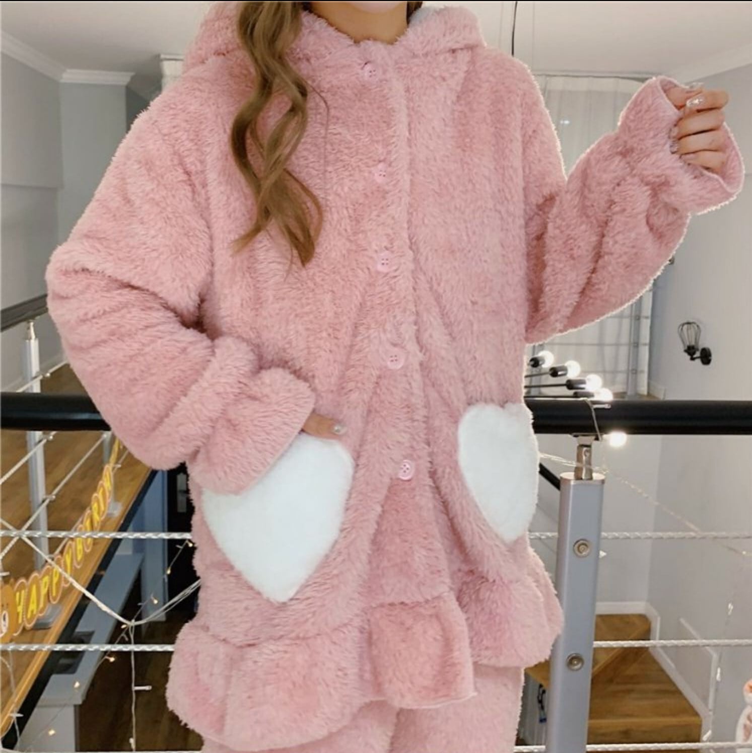 うさぎ 兎 ウサギ ラビット ハート もこもこ フード パーカー パンツ