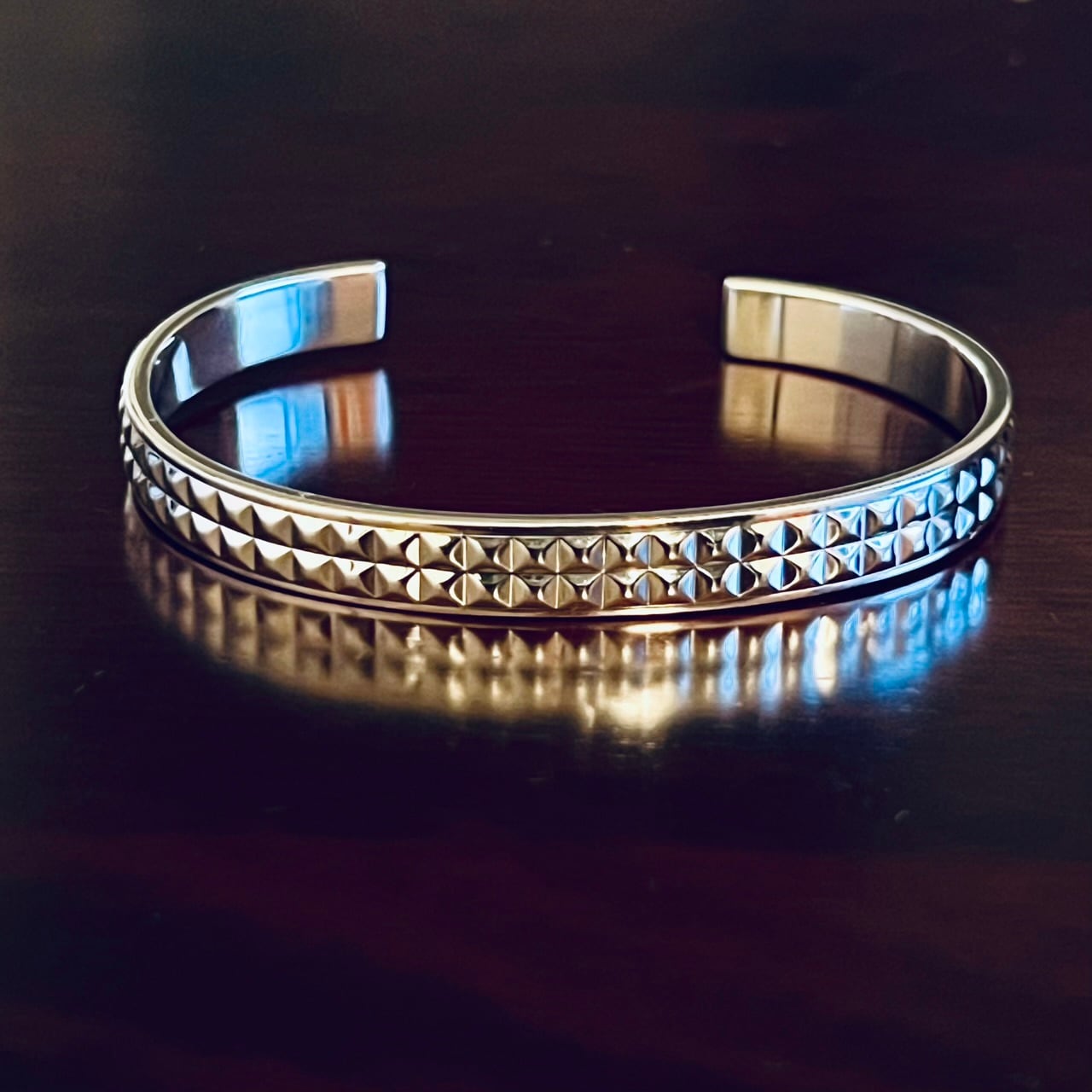 OLD TIFFANY & CO. Studs Narrow Cuff Bracelet Sterling Silver