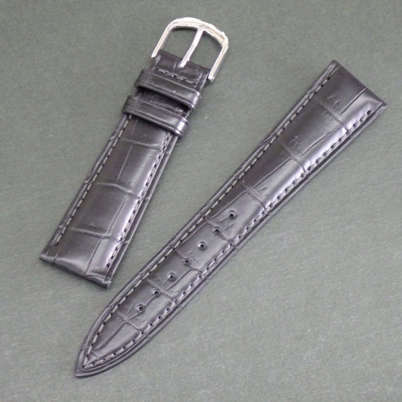 BAMBI 時計ベルト ワニ革バンド 17mm 18mm 19mm 20mm 竹符 マット