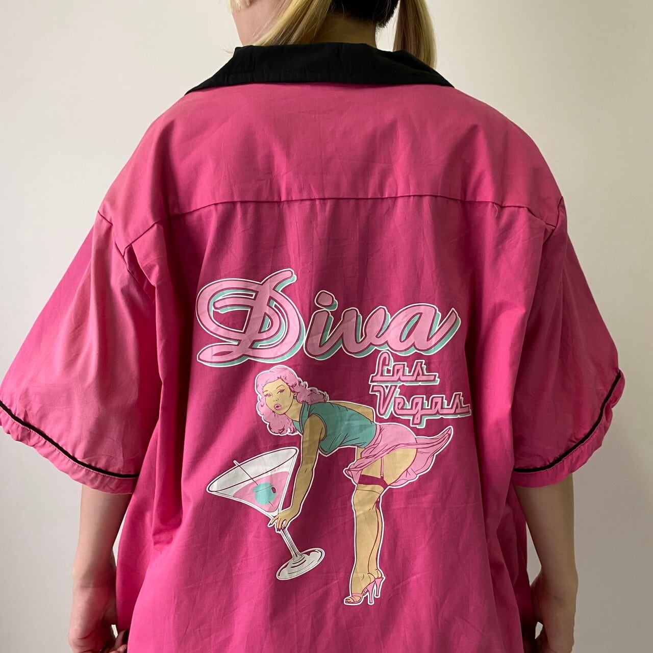 ピンクドラゴンボーリングシャツ 吹き掛ける 未使用