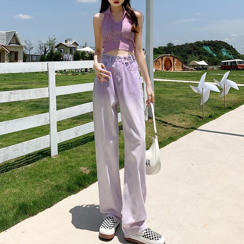 パンツ レディース ワイドパンツ 2色 デニムパンツ S M L XL パープル グリーン グラデーションカラーデニム ジーンズ ボトムス Gパン ストレートパンツ ロング丈 ストレート ワイド かわいい カジュアル おしゃれ かっこいい ボーイッシュ スポーティー ラブリー キュート ルーズ 個性的 無地 春 夏 秋 冬 10代 20代 30代 40代 通勤 学生 通学 デート お出かけ 女子会 運動 イベント 着回し 普段使い 双子 韓国 コーデ スタイル 楽ちん モテ 脚長 インスタ 送料無料