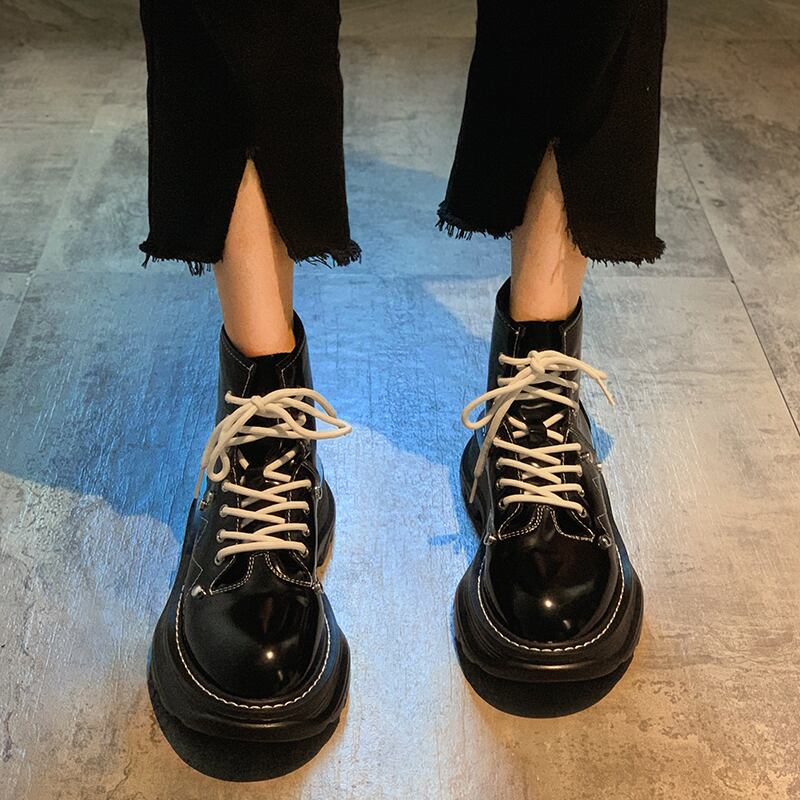 ショートブーツレッドオータム レース 靴 シューズ 秋物 レースアップ フェイクシューズ90375328130