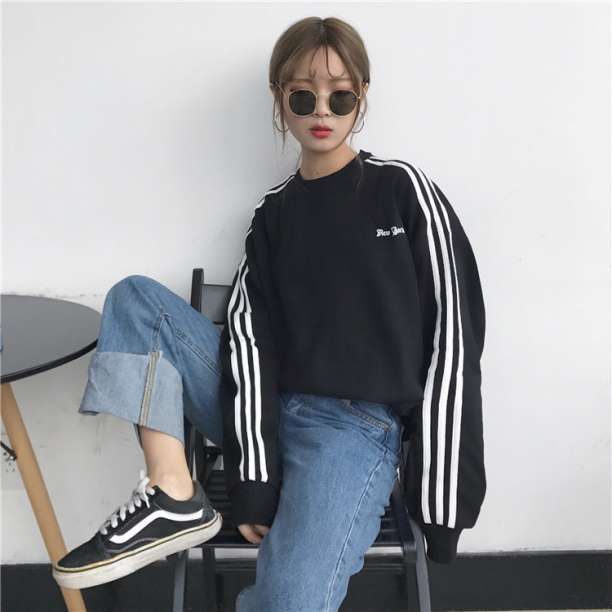 スリーライン 三本線 トレーナー ビッグトレーナー 黒 ブラック