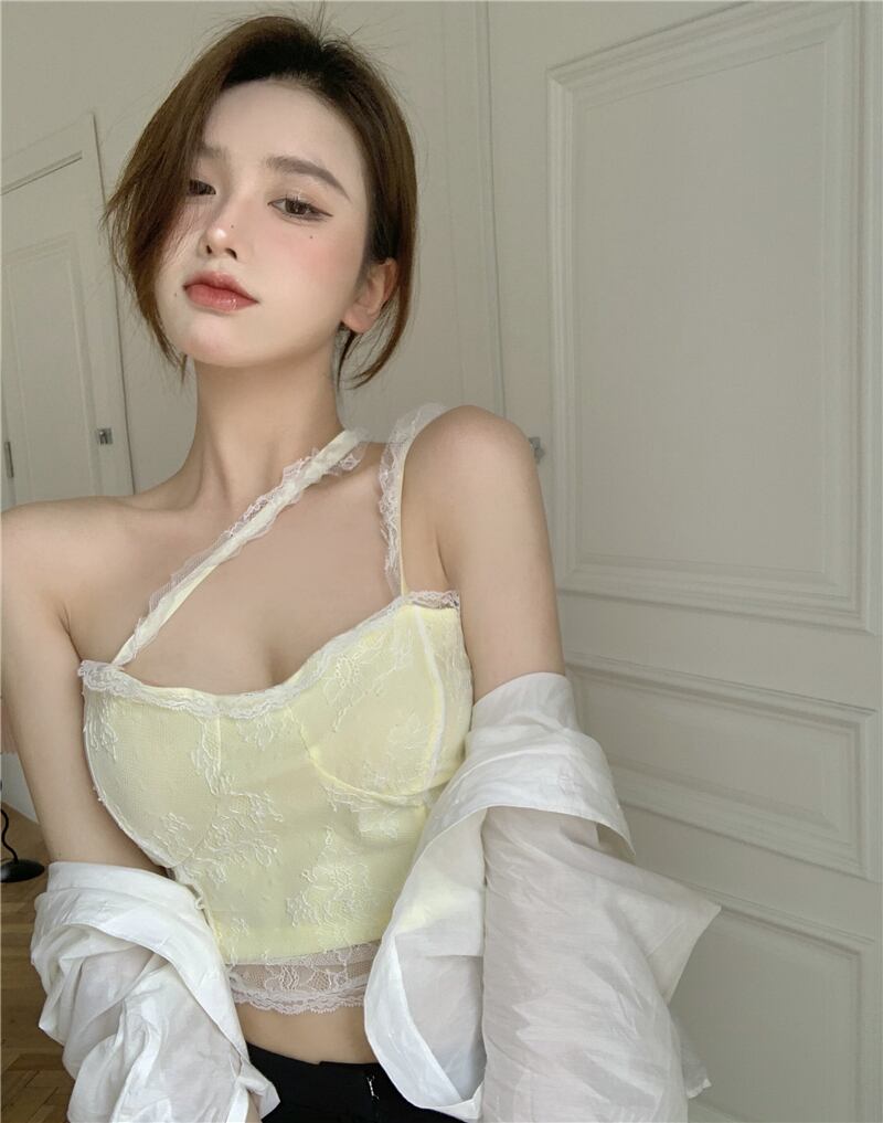 レースサマーショートイエロートップス 夏物 ブラックストロベリース11697236038