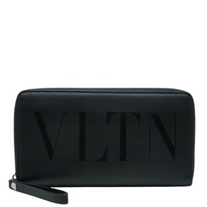 ヴァレンティノ ラウンドファスナー 長財布 ブラック レザー レディース VALENTINO 【中古】